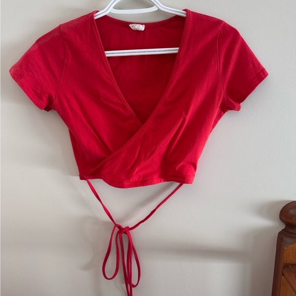 Garage- Red Wrap Crop Top - Picture 2 of 4